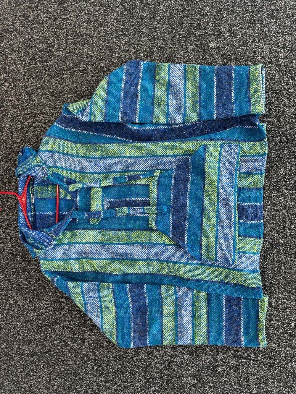 Baja Joe Striped Pullover Hoodie Blue and Green